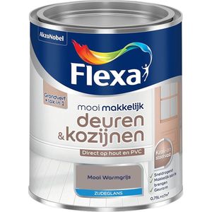 Flexa - Mooi Makkelijk Deuren & Kozijnen Zijdeglans - Muurverf - Mooi Warmgrijs - Mengverf - 0.75 Liter