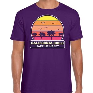California girls zomer t-shirt / shirt California girls make me happy paars voor heren XXL