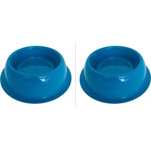 GEORPLAST Drink- en/of voerbak voor hond of kat - kunststof - set van 2 stuks - blauw - diameter 18 cm - diepte 7 cm