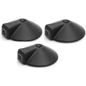 Dulimex Deurstopper/deurbuffer - 3x - D85mm - inclusief schroeven - RVS - zwart - vloermontage