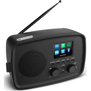 MEDION Internetradio met DAB+ IRE-1 (DAB+, wifi, FM, Bluetooth, spatwaterdicht, telescoopantenne, Spotify Connect, wekker, dimmer) zwart