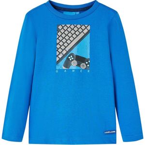 vidaXL - Kindershirt - met - lange - mouwen - 92 - kobaltblauw
