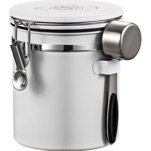 Koffie Bewaarbus - Met CO2 uitlaat - 1.2L - Voor 500 gr koffiebonen - Voor Koffie, Koffiebonen, Thee, Suiker, etc. - Koffieblikbewaarblik - Bewaarbus Koffie - CO² Ventilatie - Bewaarblik - Voorraadbussen - Voorraadblik - RVS