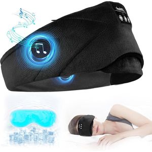 Slaaphoofdtelefoon draadloos Bluetooth oogmasker voor heren en dames - warmtekoude therapie - ontspannen op vliegreizen - slapeloosheid - zwart