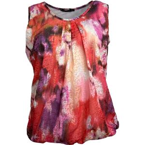 Pink Lady dames top - E106 - rood print - mouwloos - maat S