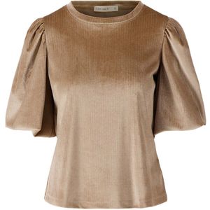 Zusss T-shirt Rib Velour Pofmouw Top 0304 0017 Kit/goud Dames Maat - XS
