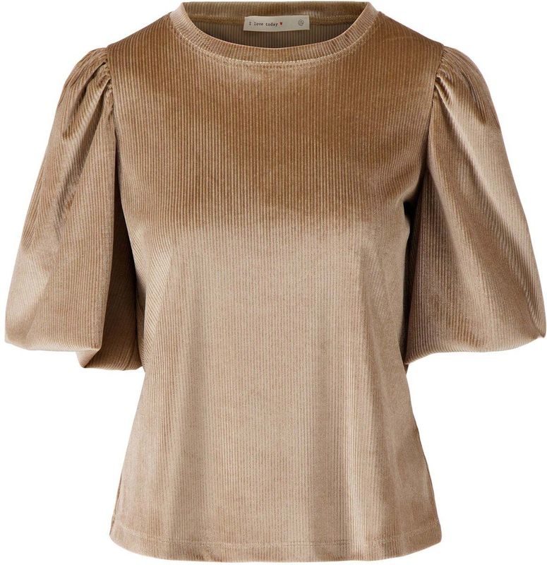 Zusss T-shirt Rib Velour Pofmouw Top 0304 0017 Kit/goud Dames Maat - XS