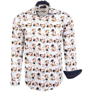 OVERHEMD SATIN PRINT 25-033 BROWN