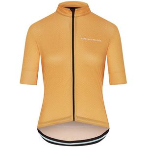 CafÉ Du Cycliste Fleurette Korte Mouw Wielertrui Geel,Oranje M Vrouw