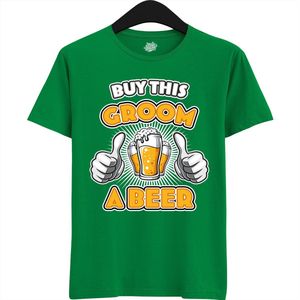 Buy This Groom A Beer | Vrijgezellenfeest Cadeau Man - Groom To Be Bachelor Party - Grappig Bruiloft En Bruidegom Bier shirt Amazon - Trefwoorden - T-Shirt - Unisex - Kelly Groen - Maat XXL