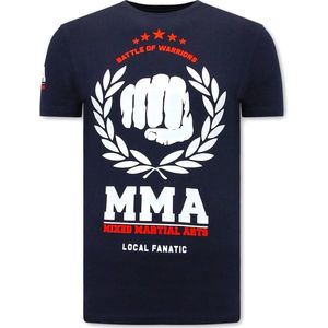 T-shirt Heren met Opdruk - MMA Fighter - Blauw