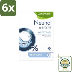 Neutral - Waspoeder - Witte was - Parfumvrij - Gevoelige huid - 18 wasbeurten - Voordeelverpakking - 6 stuks - Parfumvrij - Hypoallergeen