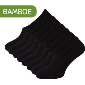 Sokjes.nl ® - Sneakersokken - Maat 43/46 - 8 paar - onzichtbare sneakersokken - naadloos - anti-slip hak- heren - no show - zwart