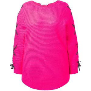 Angel of Style Angel of Style - Dames - Trui Loose Fit vleermuismouwen mooie vetersluiting - Neon bes - Maat 46+