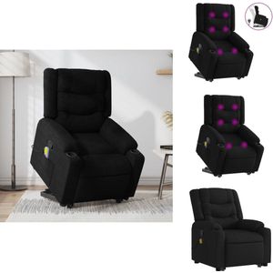 vidaXL Sta-op-massagefauteuil - Sta-op-massagefauteuils - Sta-op Fauteuil - Sta-op- En Ligstoel Verstelbaar - Sta-op-massagestoel verstelbaar stof zwart