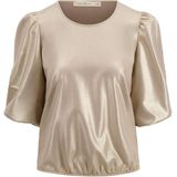 Zusss T-shirt Top Met Pofmouw Lurex 0304 220 1016 Beige Dames Maat - L