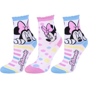 3x Roze-blauwe meisjes sokken Minnie Mouse DISNEY / MAAT 31-34