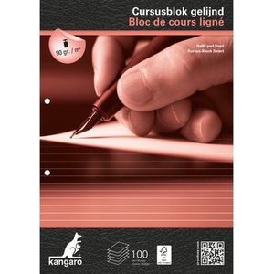 Kangaro cursusblok - A4 - lijn - 90 grams - 2-gaats - K-5401