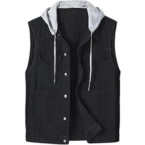 Heren mouwloos denim vest - jeansvest voor vrije tijd, motor en wandelactiviteiten