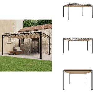 vidaXL Prieel - Priëlen - Overkapping - Overkappingen - Prieel met lamellendak 3x4 m stof en aluminium taupe