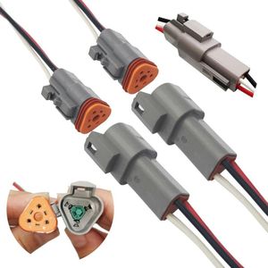 3-polige stekker (2 sets) grijze verzegelde stekker mannelijk en vrouwelijk met 16 AWG-kabel voor motorfietsen scooters auto's boten