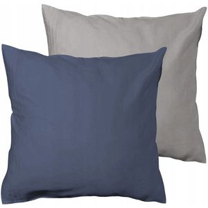 Dubbelzijdig Satijnen Kussensloop 40x40cm Marineblauw/Zilver