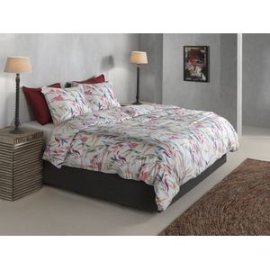 Zohome Dekbedovertrek Tia - Deken - Dekbed - Groen - 100% Katoen-Satijn - Bladeren - 200x220 + 2 slopen 60/70 cm