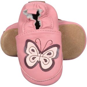 Melton Leather Shoe - Butterfly - Dusty Rose - babyslofjes - maat 12-18m