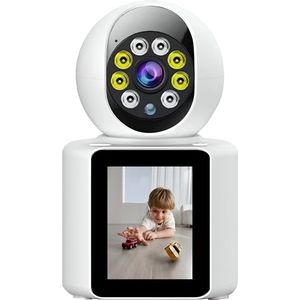 Somstyle Babyfoon Met Camera & App - Baby Monitor - 360° Rotatie - 2,8 inch IPS - Full HD 1080P - Wifi Camera - Op Afstand Beweegbaar - Met Night Vision - Wit