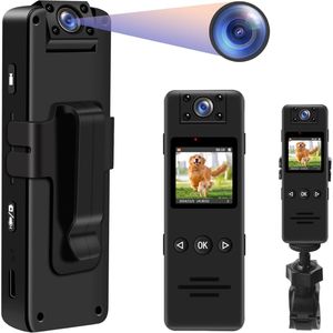MKSS® Bodycam - Action Cam - Bewegingsdetectie - 180º Draaibare Lens - Bodycam Politie - Spycam - Zwart