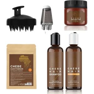 Chebe Set 6-delig - Butter + Conditioner + shampoo + Haarpoeder - Incl Scalp Massager en applicator- Haarolie - Droog haar - Krullen - Alle haartypes - Batana - Haargroei