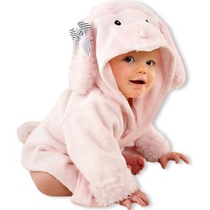 BoefieBoef Schaap Kinder Badjas Peuter & Kleuter 2-4 Jaar (85-105 cm) – Zachte Katoen Ochtendjas met Dieren Capuchon – Absorberende Handdoek Badstof voor Jongen & Meisje – Perfect Cadeau Carnaval, Verjaardag – Ideaal na Bad & Zwemmen - Roze