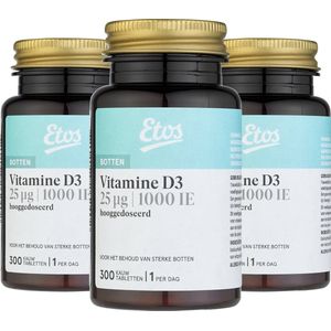 Etos Vitamine D3 - Kauwtablet - 25 µg - 900 stuks ( 3 x 300)