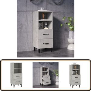 vidaXL Dressoir - Betongrijs - Bewerkte Hout - 90 cm Dressoir - Bijzetkast - Houten Kast - Grijze Kast - Opbergkast