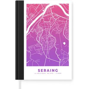 Notitieboek - Schrijfboek - Stadskaart - Seraing - België - Paars - Notitieboekje klein - A5 formaat - Schrijfblok - Plattegrond