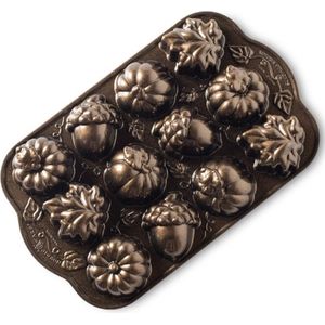 Bakvorm ""Autumn Delight Cakelet Pan"" - Nordic Ware | Fall Harvest Bronze