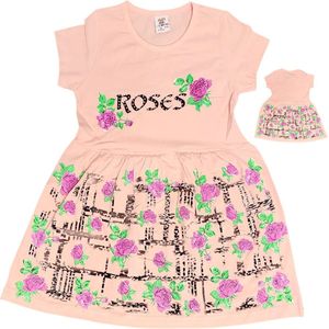Meisjes jurk 100% katoen gebloemd kinderjurk roze maat 116