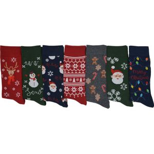 Intersocks heren kerst kousen - Multipack 7 paar - Maat 39/42 - kerstsokken