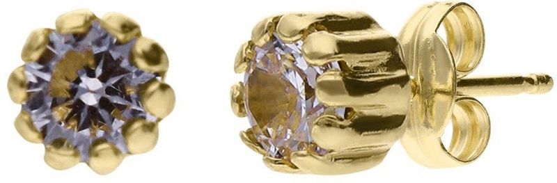Lucardi - Oorknoppen - Goudkleurig - 9 Karaat - Met Zirkonia