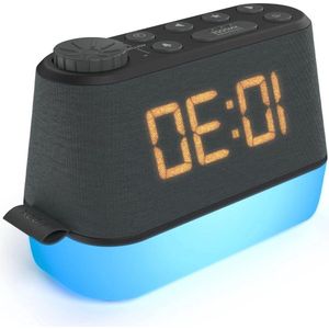 Wekkerradio met Nachtlampje, USB-oplader en Ontspanningsgeluiden - Digitaal Alarm Clock met Dubbel Alarm en Dimbaar LED-display