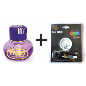 POPPY GRACE MATE® Luchtverfrisser Lavendel 150Ml. Incl. Origineel Poppy Grace Mate RGB led verlichting-aanstekerplug