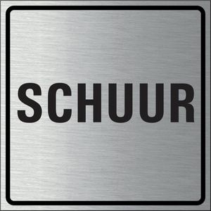 Schuur bordje, geborsteld aluminium 150 x 150 mm