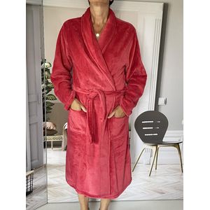 HL Tricot - Dames badjas/kamerjas - Maat S - Vrouwen - Rood -