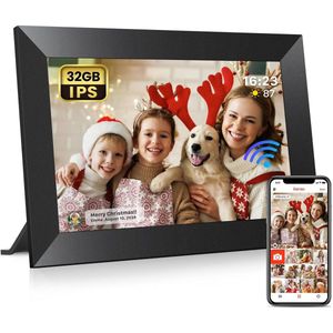 Novendo Goods – 10.1 Inch Digitale Fotolijst – 32GB Smart WiFi Fotoframe met 1280x800 IPS HD Touchscreen – Automatische Diashow & Wandmontage