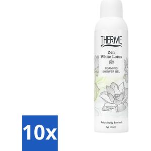 10 x Therme - Shower Foaming ml Zen White - Product - Verzorgend - Verfrissend - 200ml - Vegan - Dierenproefvrij - Ontspanning - Wellness