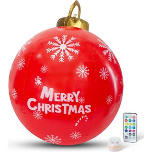 Family Christmas - Kerstverlichting - Buiten - Batterijen - Opblaasbare Reuze Kerstbal - 60 cm - Rood/Wit - RGB kleuren - Afstandsbediening