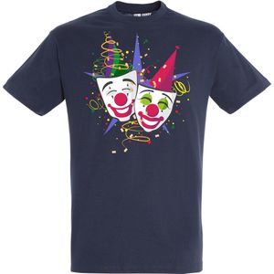 T-shirt kinderen Carnaval Masker | Carnaval | Carnavalskleding Kinderen Baby | Navy | maat 152