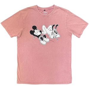 Disney - Mickey & Pluto Relax Heren T-shirt - XL - Rood