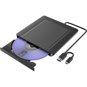 Azomor® Ultradunne externe optische drive met USB 3.0 en USB-C voor laptops en desktops