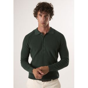 Felix Hardy Trui Met Polokraag En Knopen - Polo Shirt - 100% Katoen Heren Groen - 2Xl